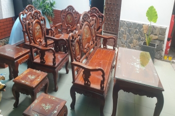 Thanh Lý Bộ Bàn Ghế Guột Đào 10 Món Gỗ Cẩm Lai Xưa